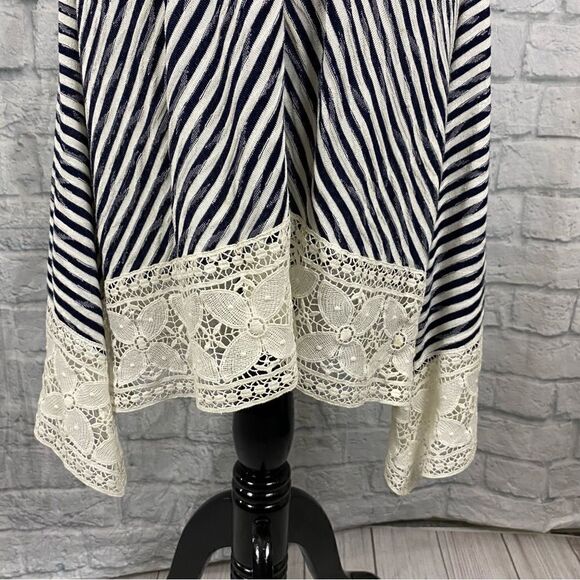 Hazel 100% cotton striped dress with lace size medium women - Picture 3 of 13